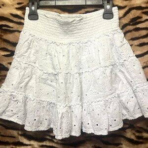 American Eagle Outfitters White Eyelet Tiered Skirt